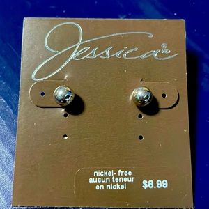 NWT Jessica nickel free silver tone ball earrings